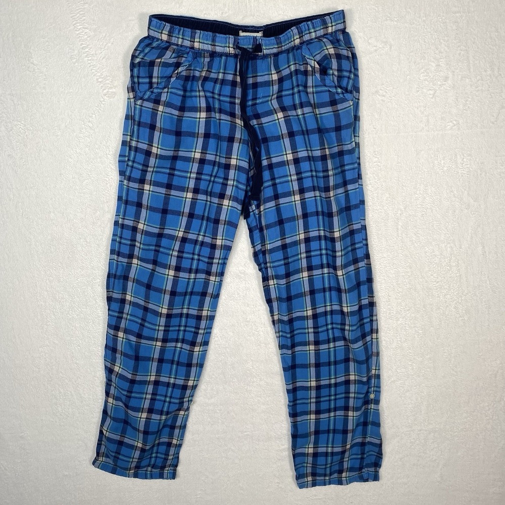 Aerie Blue Plaid Flannel Pajama Pants‎ XS Pockets Coastal Cozy Soft Loungewear